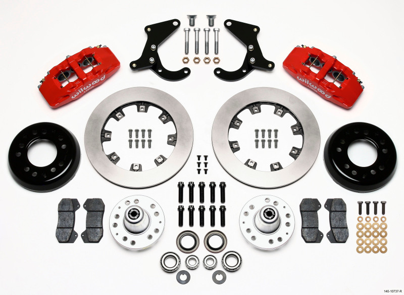 Wilwood Dynapro 6 Front Hub Kit 12.19in Red 55-57 Chevy - 140-10737-R