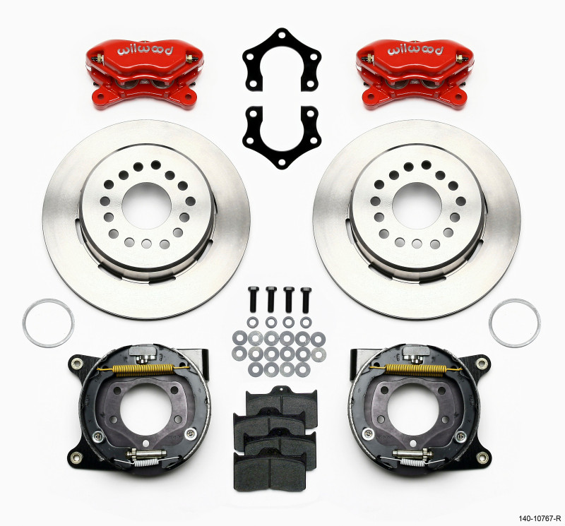Wilwood Forged Dynalite P/S Park Brake Kit Red Mopar/Dana 2.50in Off w/Snap Ring Brng - 140-10767-R