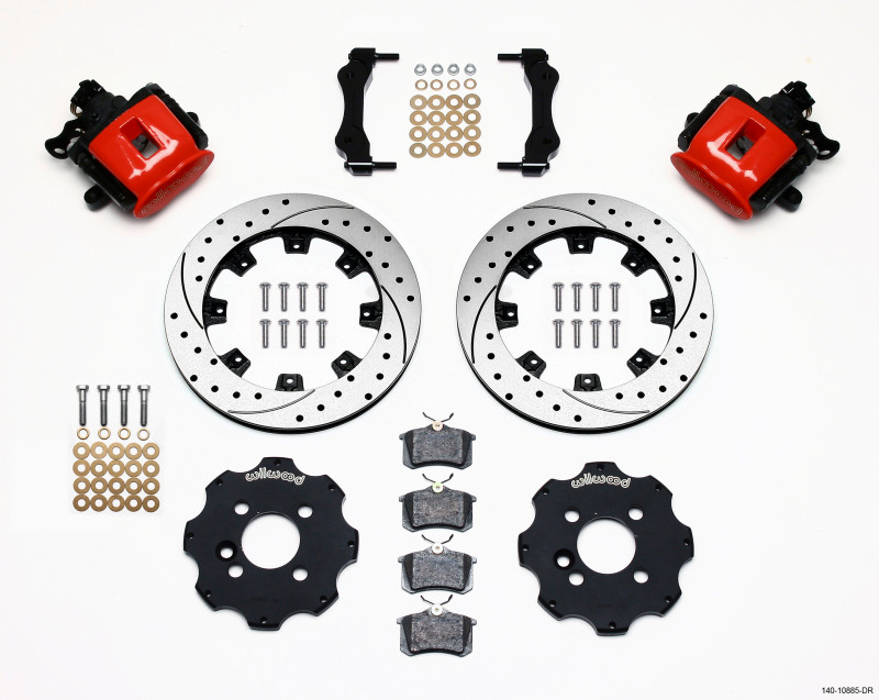 Wilwood Combination Parking Brake Rear Kit 11.75in Drilled Red Mini Cooper - 140-10885-DR
