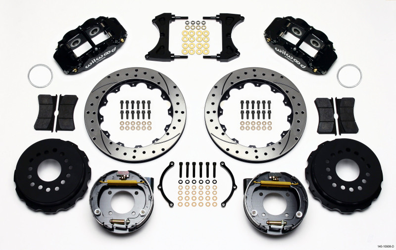 Wilwood Narrow Superlite 4R Rear P-Brk Kit 12.88in Drilled Chevy 12 Bolt w/ C-Clips Stggrd mt - 140-10908-D