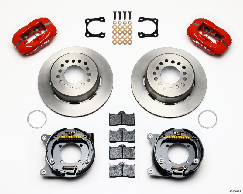 Wilwood Forged Dynalite P/S Park Brake Kit Red Chevy 12 Bolt-Spec 3.15in Brng Stggrd mt - 140-10918-R