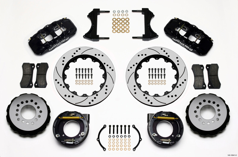 Wilwood AERO4 Rear P-Brake Kit 14.00in Drilled Chevy C-10 2.42 Offset 5-lug - 140-10941-D