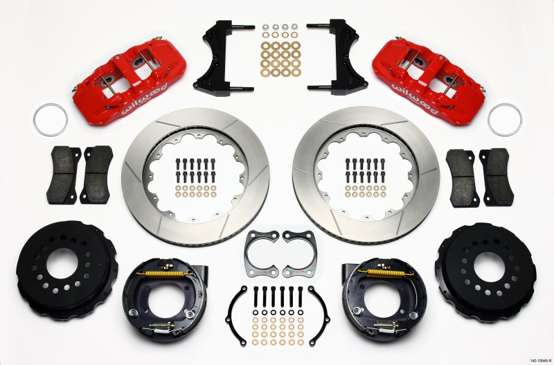 Wilwood AERO4 Rear P-Brake Kit 14.00in Red Big Ford New Style 2.50in Offset - 140-10948-R