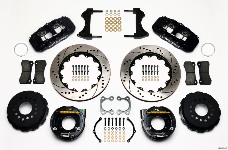 Wilwood AERO4 Rear P-Brake Kit 14.00in Drilled Small Ford 2.50in Offset - 140-10949-D