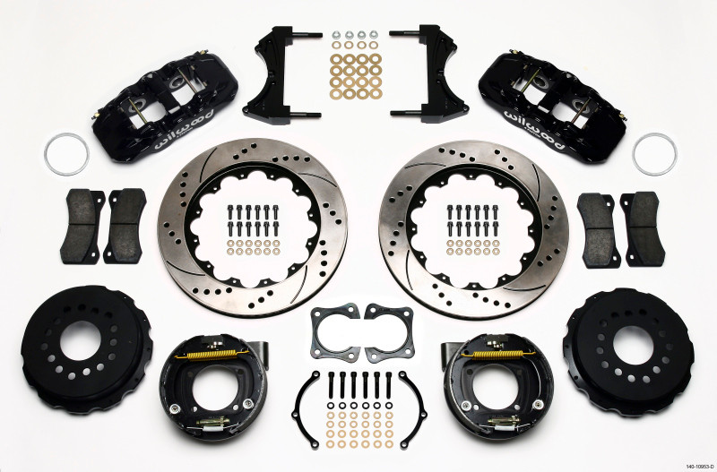 Wilwood AERO4 Rear P-Brake Kit 14.00in Drilled 58-64 Olds/Pontiac Ends 2.81in Offset - 140-10953-D