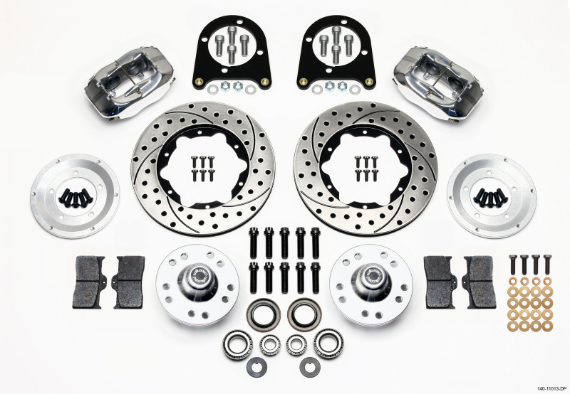 Wilwood Forged Dynalite Front Kit 11.00in Drill-Polished 37-48 Ford Psgr. Car Spindle - 140-11013-DP