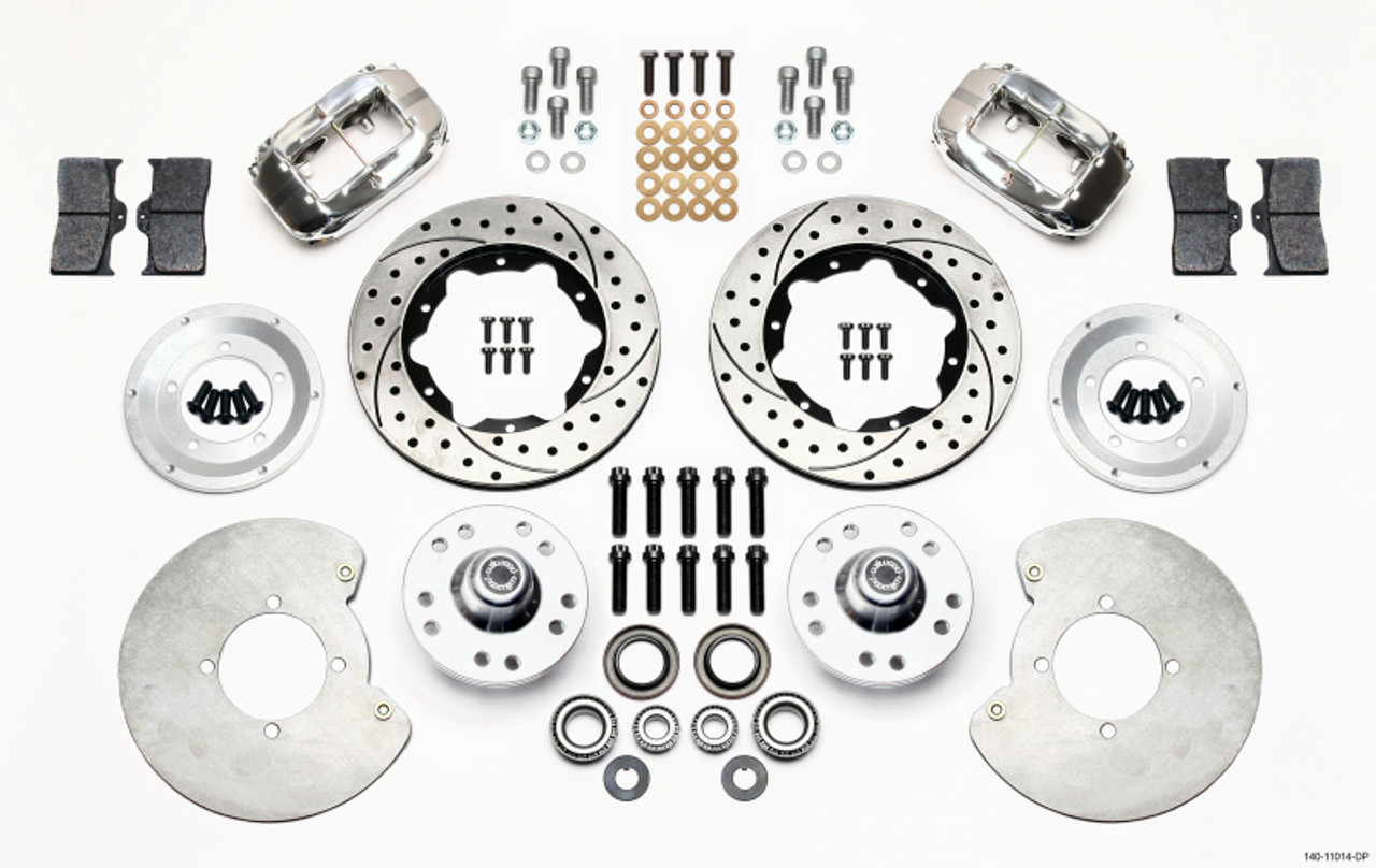 Wilwood Forged Dynalite Front Kit 11.00in Drill-Polished 37-48 Ford Psgr. 360 Plate Mount - 140-11014-DP