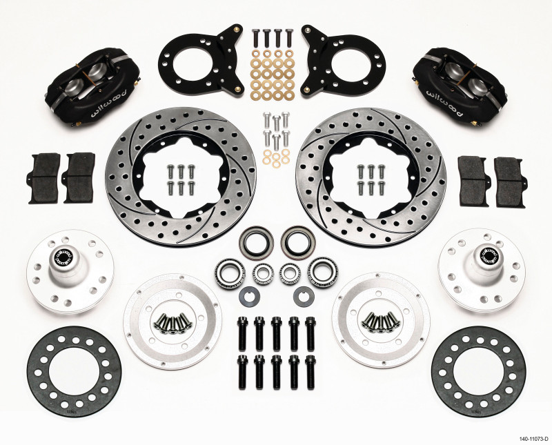 Wilwood Forged Dynalite Front Kit 11.00in Drilled 1970-1973 Mustang Disc & Drum Spindle - 140-11073-D