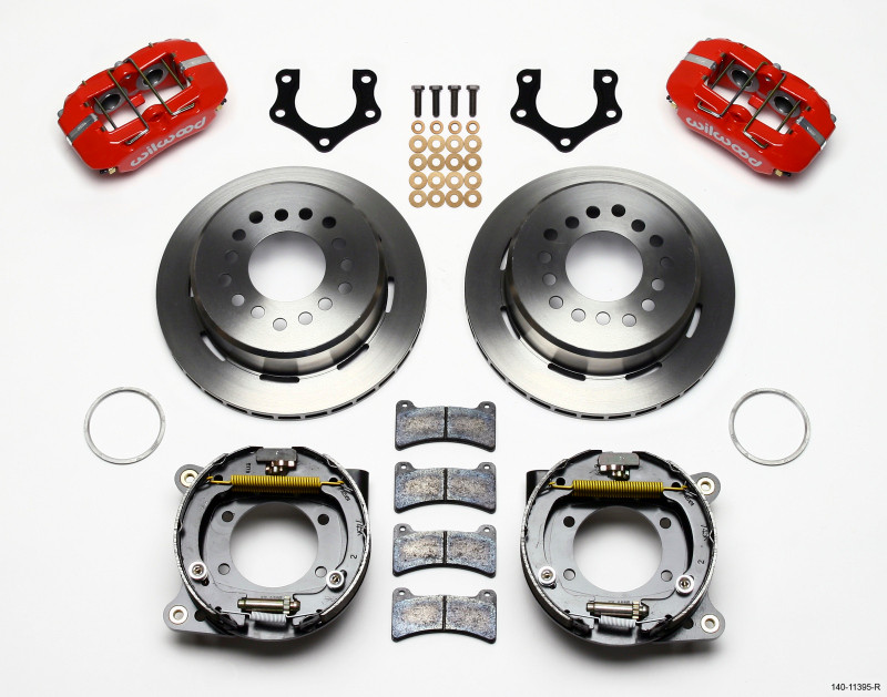 Wilwood Dynapro Low-Profile 11.00in P-Brake Kit - Red Mopar/Dana 2.36in Off w/Snap Ring Brng - 140-11395-R