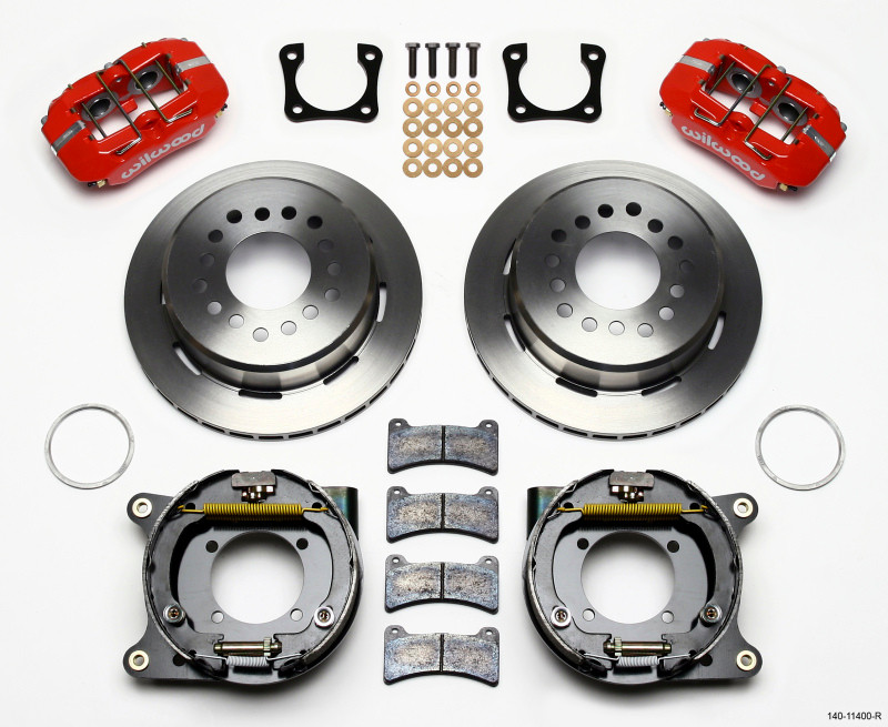 Wilwood Dynapro Low-Profile 11.00in P-Brake Kit - Red Chevy 12 Bolt Spcl 2.81in Off Stag Mount - 140-11400-R