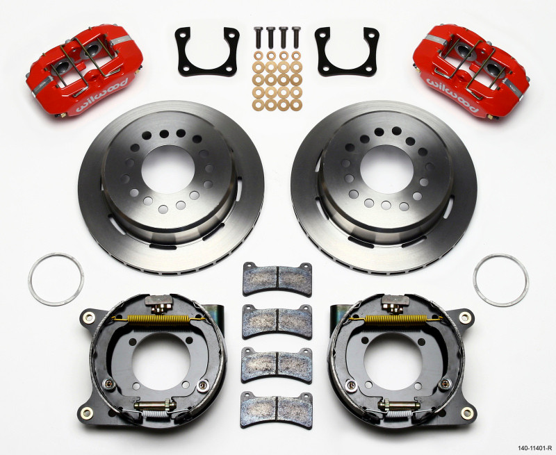 Wilwood Dynapro Low-Profile 11.00in P-Brake Kit - Red Chevy 12 Bolt Spcl 2.81in Offset - 140-11401-R