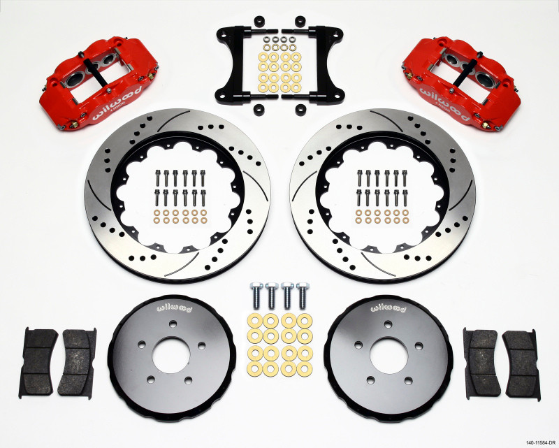 Wilwood Narrow Superlite 6R Front Hat Kit 14.00in Drill Red Nissan 370Z/Fiti G37 - 140-11584-DR