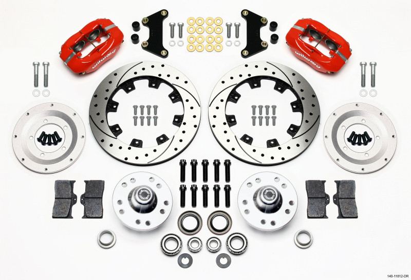 Wilwood Forged Dynalite Front Kit 12.19in Drilled Red 49-54 Chevy/53-62 Corvette (*Line Kit Needed*) - 140-11812-DR