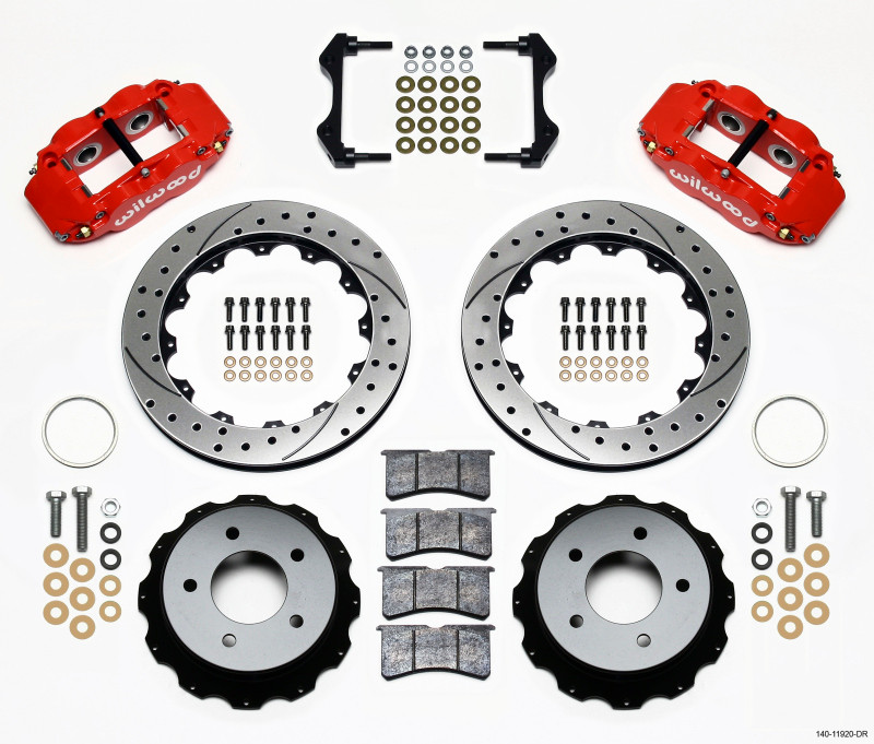 Wilwood Narrow Superlite 4R Rear Kit 12.88in Drilled Red 84-87 Corvette C4 - 140-11920-DR