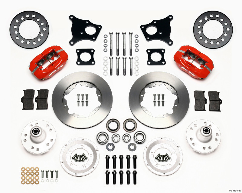 Wilwood Forged Dynalite Front Kit 11.00in Red AMC 71-76 OE Disc w/o Bendix Brakes - 140-11940-R