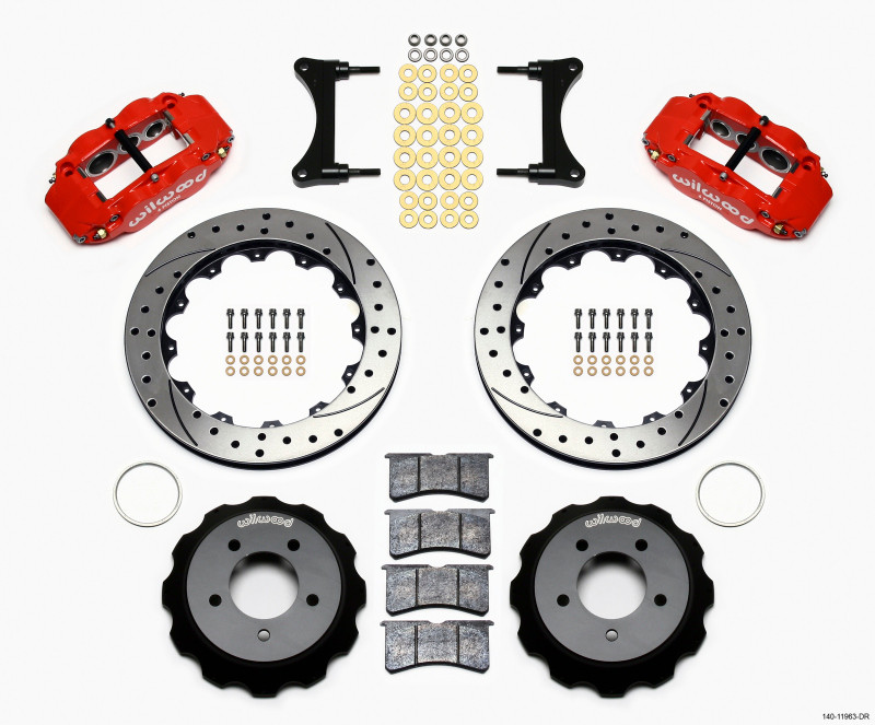 Wilwood Narrow Superlite 6R Front Hat Kit 12.88in Drill Red 93-96 Mazda RX7 - 140-11963-DR