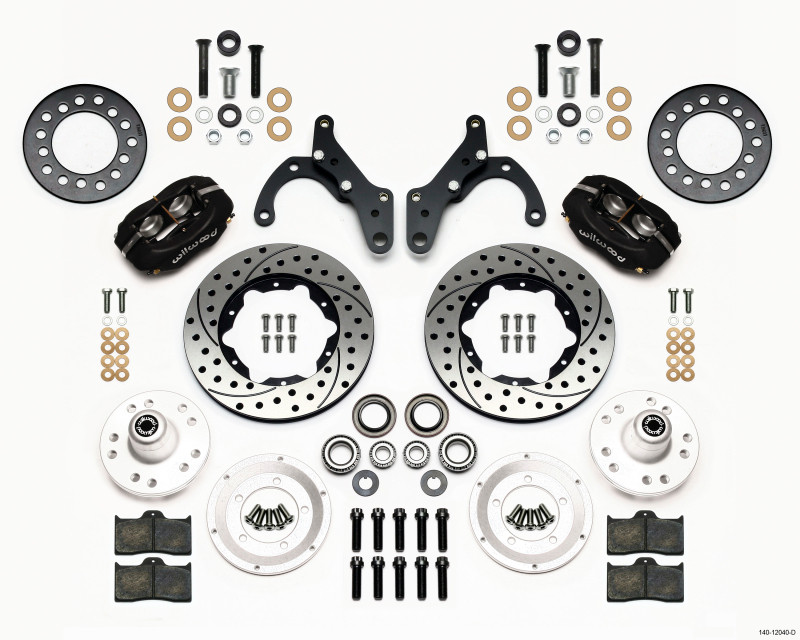 Wilwood Forged Dynalite Front Kit 11.00in Drilled 69-70 Impala Drum/Disc 69-82 Vette - 140-12040-D