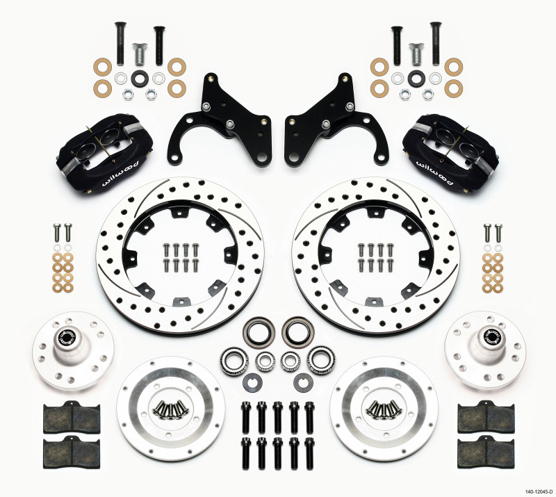 Wilwood Forged Dynalite Front Kit 12.19in Drilled 69-70 Impala Drum/Disc 69-82 Vette - 140-12045-D