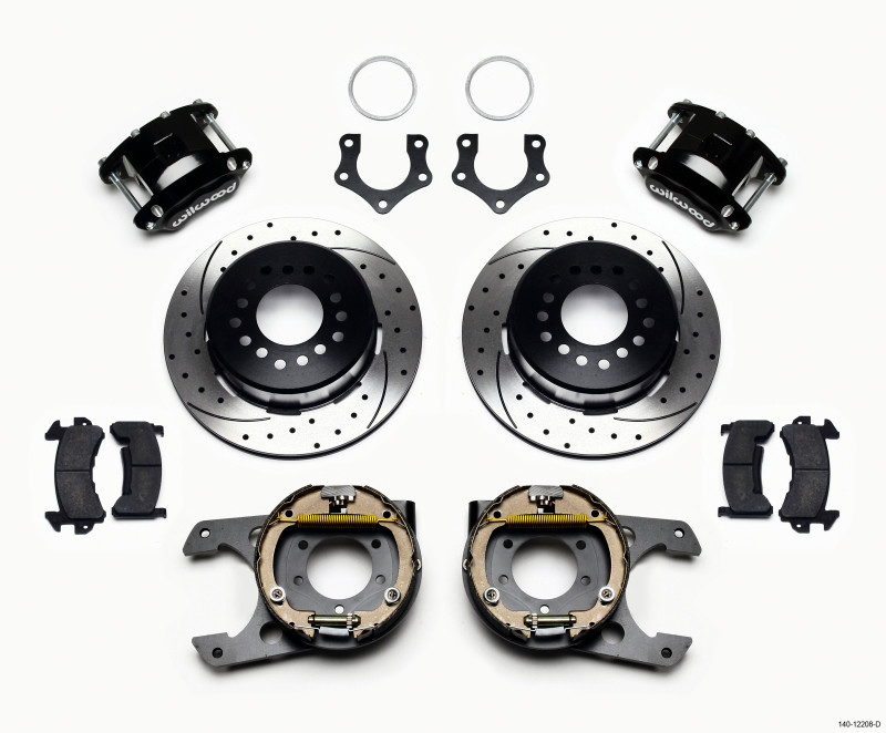 Wilwood D154 P/S Park Brake Kit Drilled Mopar/Dana 2.50in Off w/Snap Ring Brng - 140-12208-D