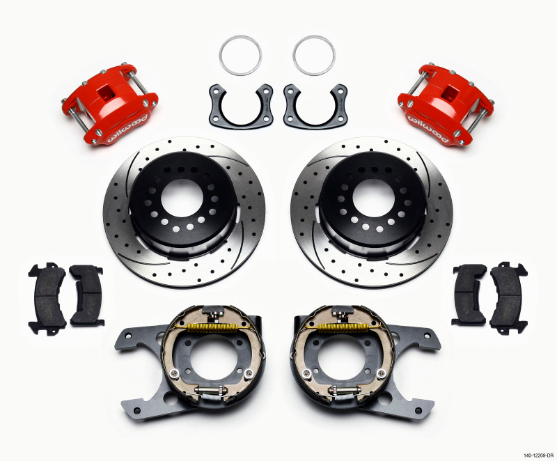 Wilwood D154 P/S P-B Kit Drilled-Red New Big Ford 2.50in Offset - 140-12209-DR