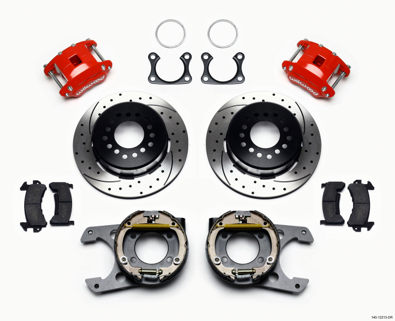Wilwood D154 P/S P-B Kit Drilled-Red Big Ford 2.36in Offset - 140-12213-DR