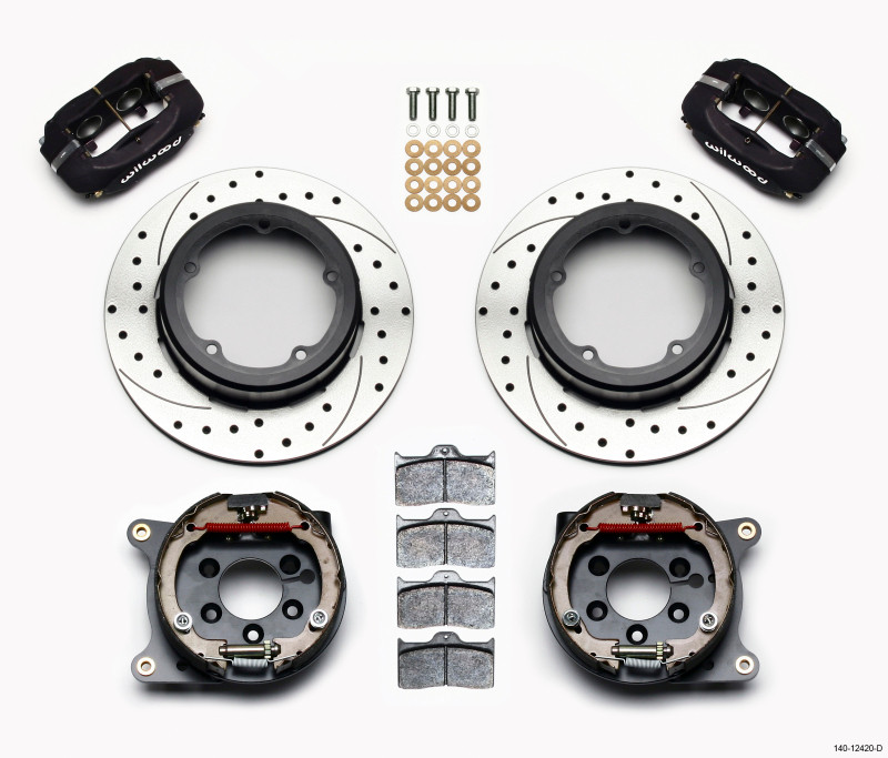 Wilwood Forged Dynalite P/S Park Brake Kit Drilled Strange Eng Floater 3.49in Offset - 140-12420-D