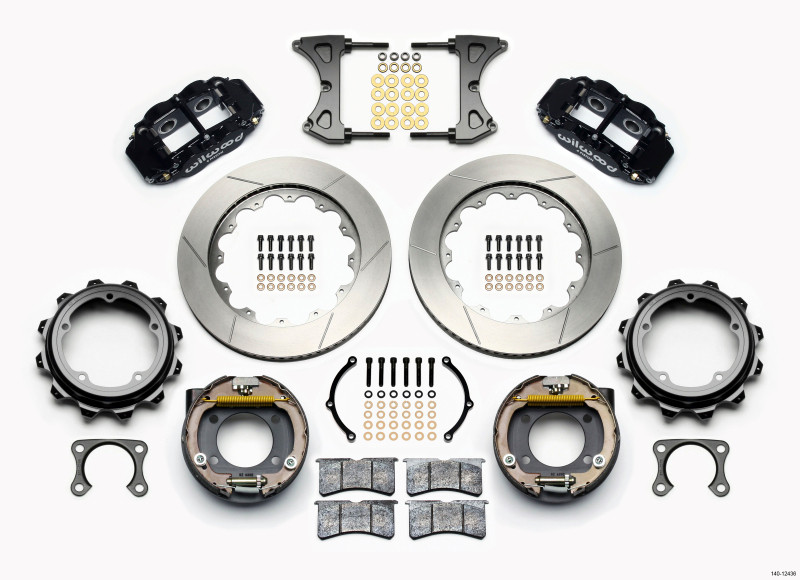 Wilwood Narrow Superlite 4R Rear P-Brk Kit 14.00in Strange Eng Floater 3.49in Offset - 140-12436