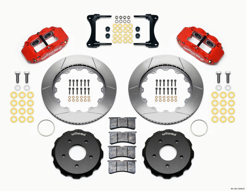 Wilwood Narrow Superlite 4R Front Hat Kit 14.00in Red 2007-Up Jeep Wrangler - 140-12440-R