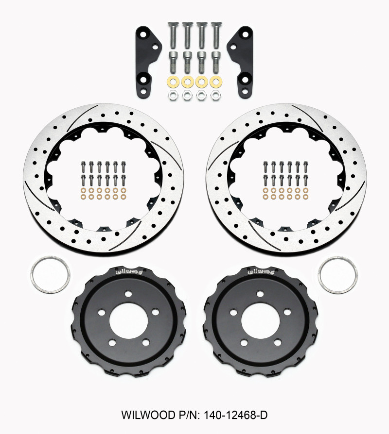 Wilwood Pro-Matrix Rear Kit Drilled 05-12 Mustang GT (2pc Hat/Rtr) - 140-12468-D