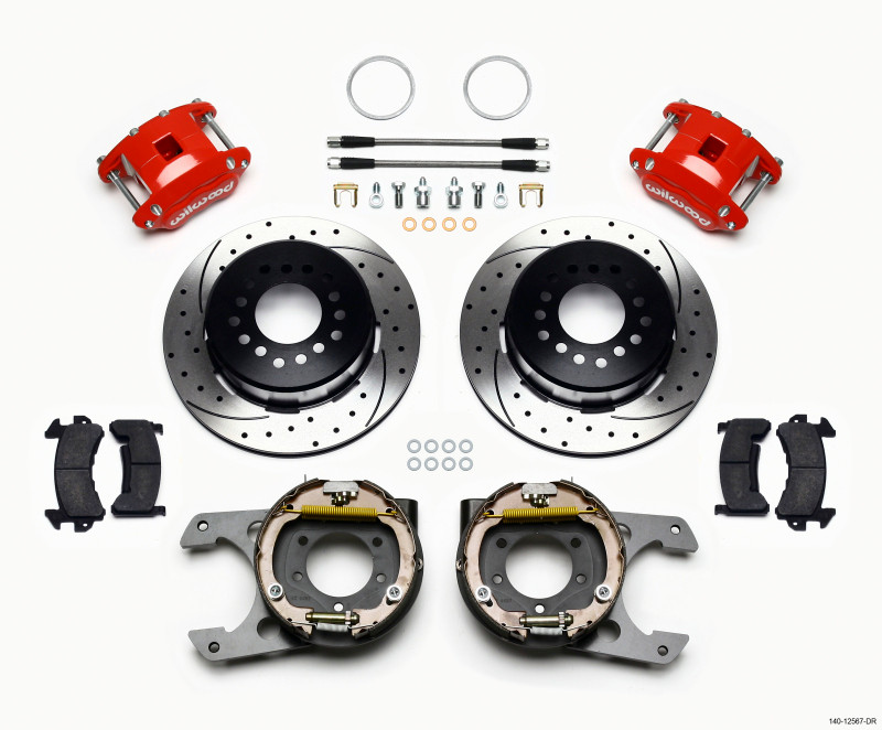 Wilwood D154 P/S P-B Kit Drilled-Red Jeep Dana 35 2.56 Off 5-lug w/ lines - 140-12567-DR