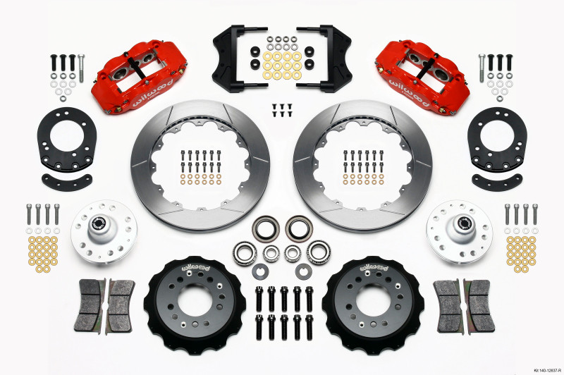 Wilwood Narrow Superlite 6R Front Hub Kit 12.88in Red 1965-1969 Mustang Drum Spindle - 140-12637-R