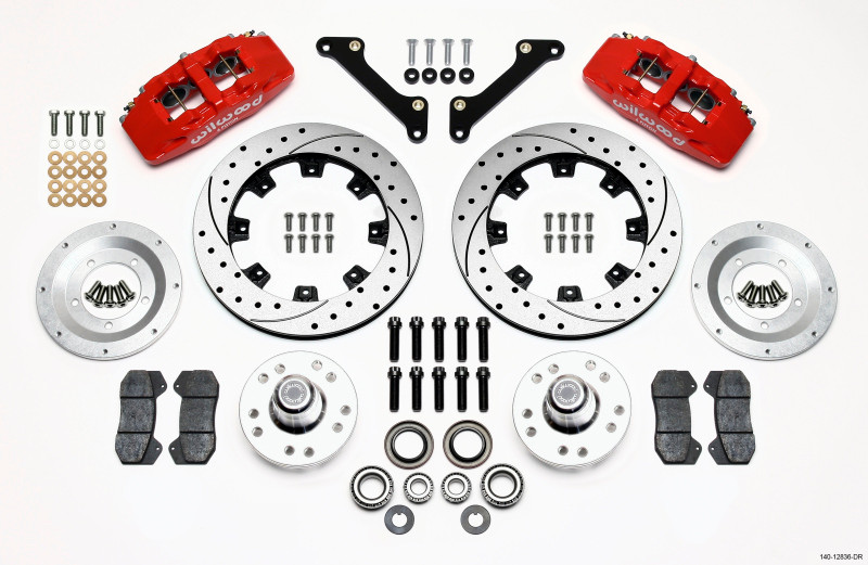 Wilwood Dynapro 6 Front Hub Kit 12.19in Drilled Red 79-81 Camaro - 140-12836-DR