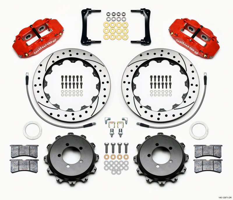 Wilwood Narrow Superlite 4R Rear Kit 12.88in Drilled Red 2012-Up Toyota / Scion FRS w/Lines - 140-12871-DR
