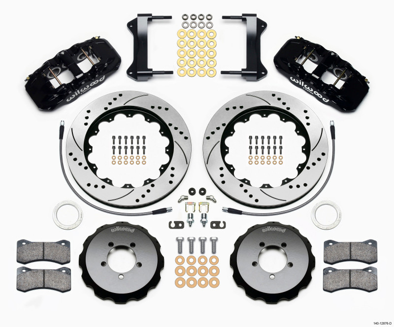 Wilwood AERO6 Front Hat Kit 14.00 Drilled 1999-2012 Subaru WRX w/Lines - 140-12876-D