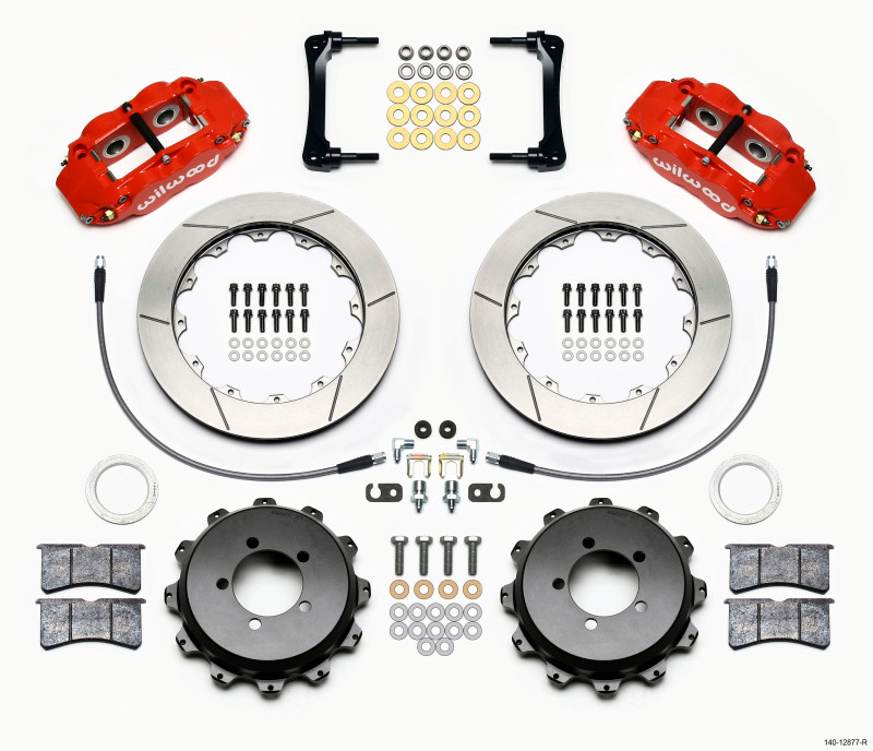 Wilwood Narrow Superlite 4R Rear Kit 12.88in Red 2008-2012 Subaru WRX w/Lines - 140-12877-R