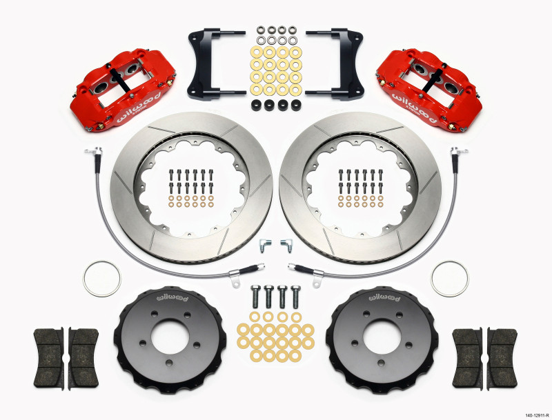 Wilwood Narrow Superlite 6R Front Hat Kit 14.00in Red 2005-Up Mazda Miata w/ Lines - 140-12911-R