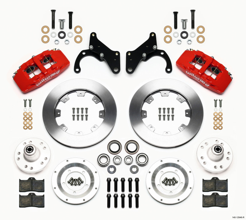 Wilwood Dynapro 6 Front Hub Kit 12.19in Red 69-70 Impala Drum/Disc 69-82 Vette - 140-12946-R