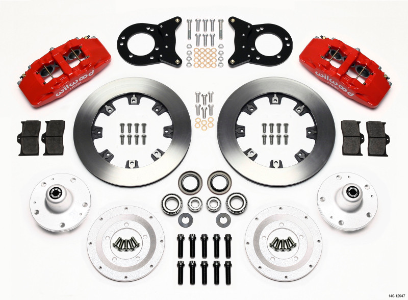 Wilwood Dynapro 6 Front Hub Kit 12.19in Red 1965-1969 Mustang Disc & Drum Spindle - 140-12947-R