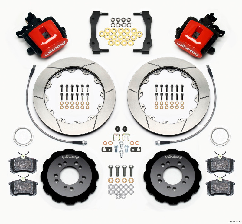 Wilwood Combination Parking Brake Rear Kit 12.88in Red 2013-Up Ford Focus ST w/ Lines - 140-13031-R