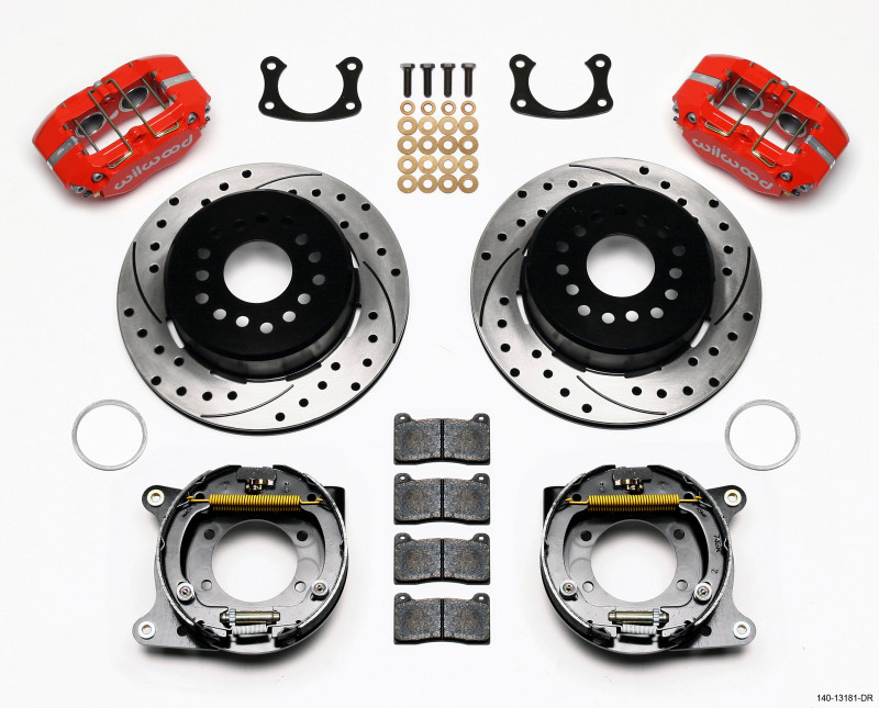 Wilwood Dynapro Lug Mount P/S P-B Kit Drilled-Red New Big Ford 2.50in Offset - 140-13181-DR