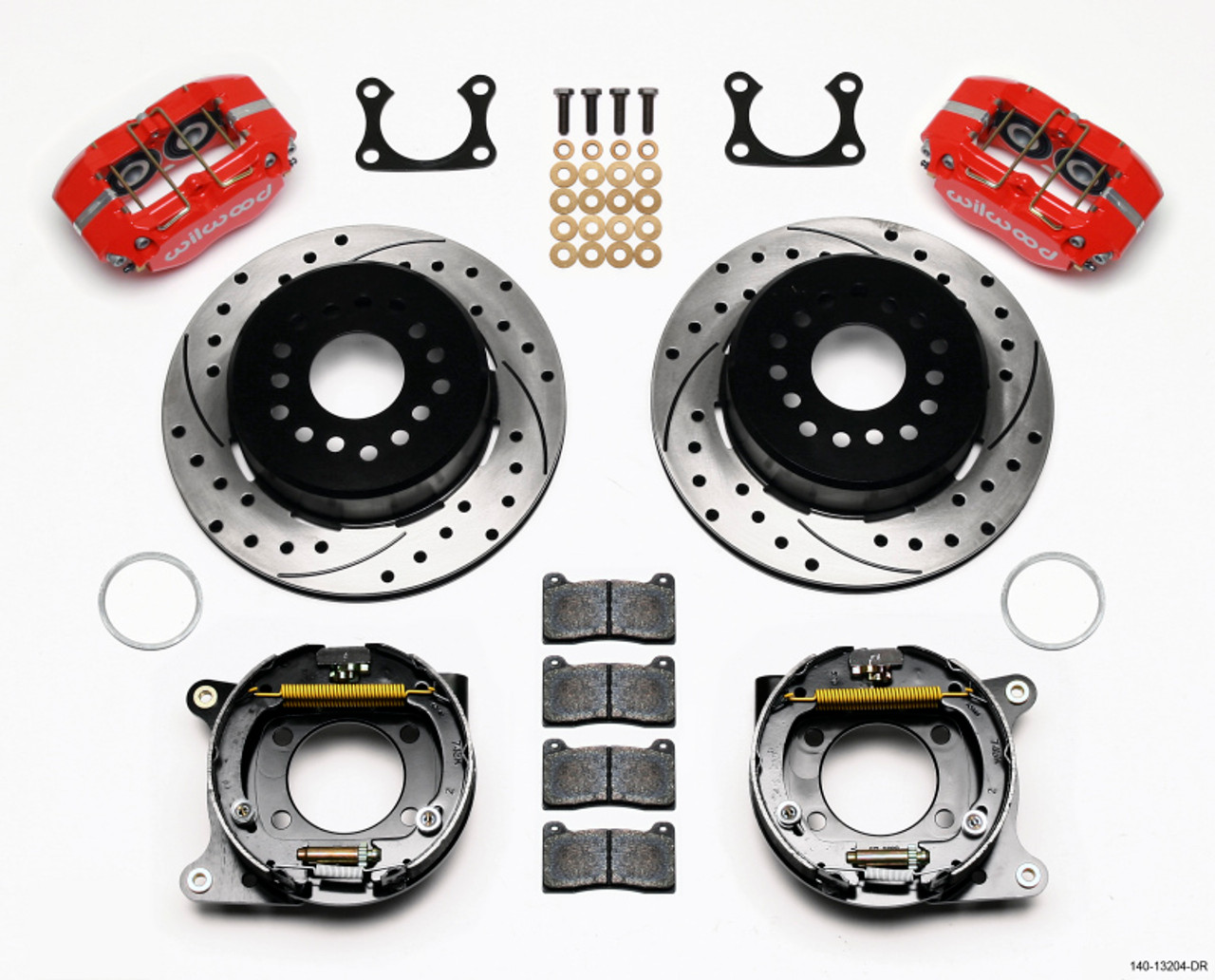 Wilwood Dynapro Dust-Boot P/S Park Brake Kit Drilled Red Big Ford 2.36in Offset - 140-13204-DR