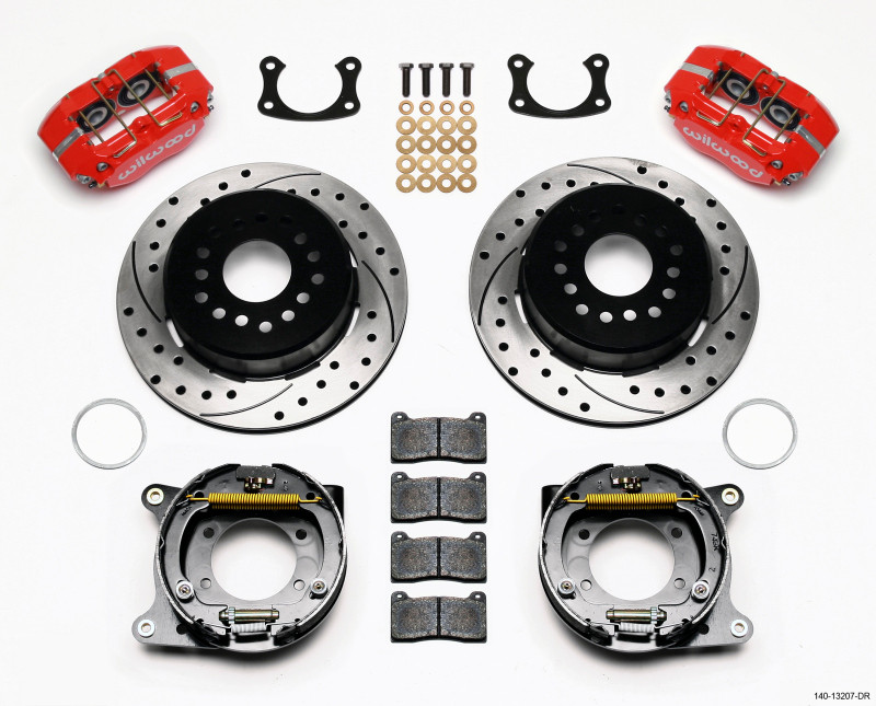 Wilwood Dynapro Dust-Boot P/S Park Brake Kit Drilled Red New Big Ford 2.50in Offset - 140-13207-DR