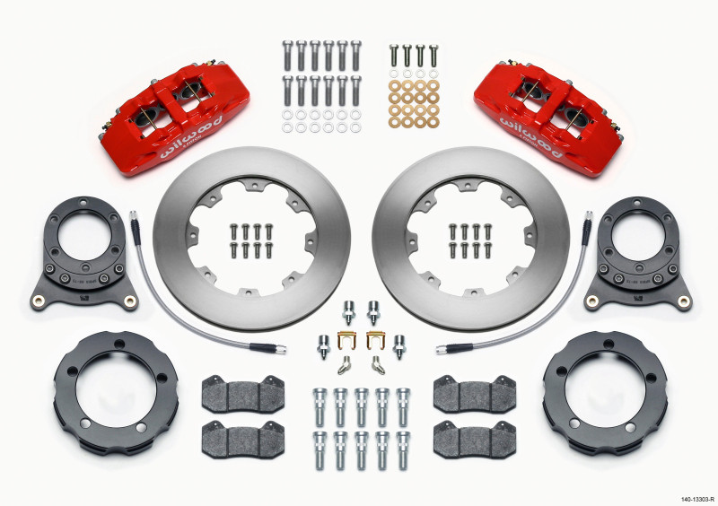 Wilwood Dynapro 6 Front Hat Kit 11.75in Rotor Red 66-75 Ford Bronco Dana 30/44 w/Lines - 140-13303-R