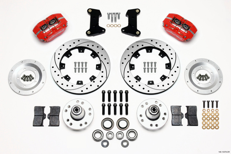 Wilwood Dynapro Dust-Boot Front Kit 12.19in Drilled Red 74-80 Pinto/Mustang II Disc Spindle only - 140-13378-DR