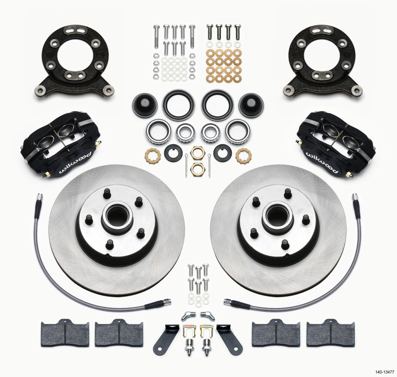 Wilwood Forged Dynalite-M Front Kit 11.30in 1 PC Rotor&Hub 1970-1973 Mustang Disc & Drum Spindle - 140-13477