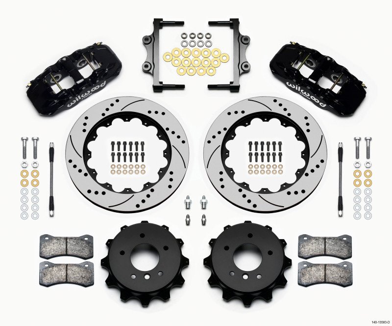 Wilwood AERO4 Rear Kit 14.00 Drilled 2007-2011 BMW E90 Series w/Lines - 140-13583-D
