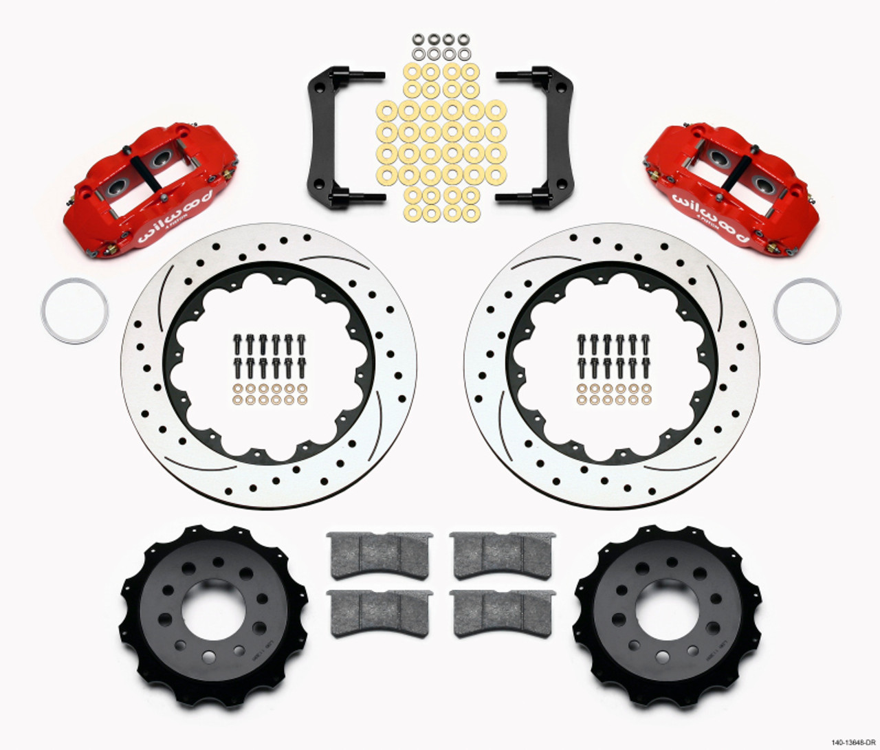 Wilwood Narrow Superlite 4R Rear Kit 14.00in Drilled Red Morrison Multilink IRS (10-15 Camaro Based) - 140-13648-DR