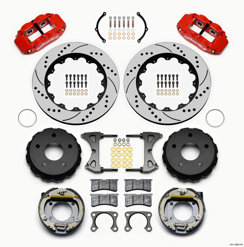 Wilwood Narrow Superlite 4R Rear P-Brk Kit 14.00in Drilled Red Big Ford 2.38in Off Bronco 5 x 5.50 - 140-13666-DR