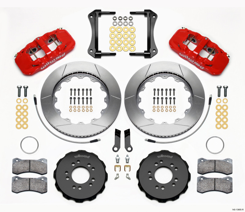 Wilwood AERO6 Front Hat Kit 14.00 Red 2005-2014 Mustang w/ BMR Suspn. w/Lines - 140-13685-R