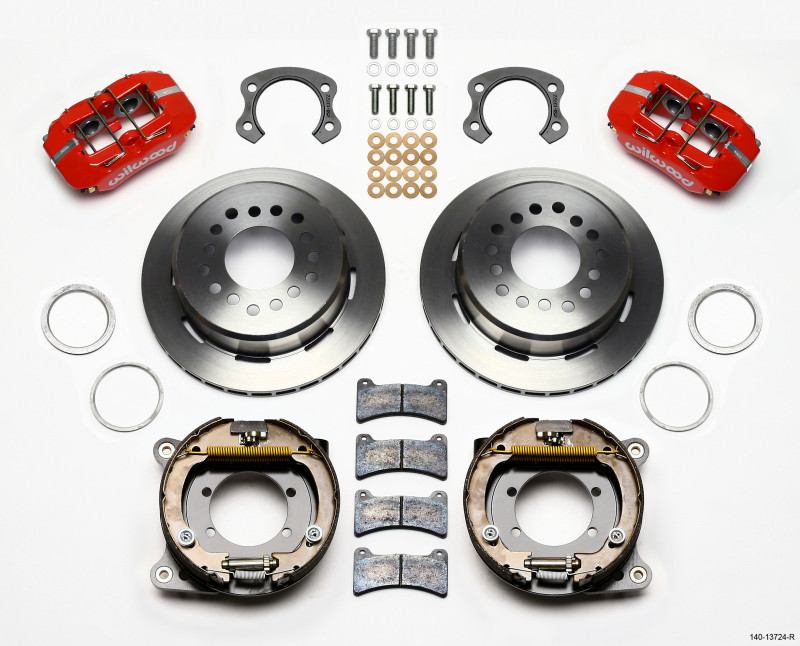 Wilwood Dynapro Low-Profile 11.00in P-Brake Kit - Red Ford 8.8 Special w/2.50in Offset-5 Lug - 140-13724-R